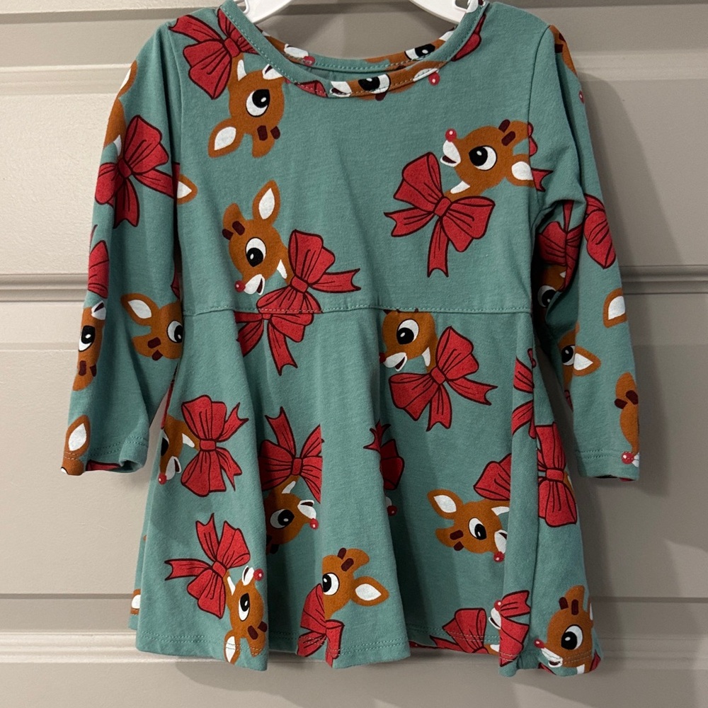 Rudolph Reindeer Bow Print Dress